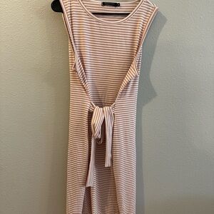 Merokeety Striped Sleeveless Tie Waist Dress